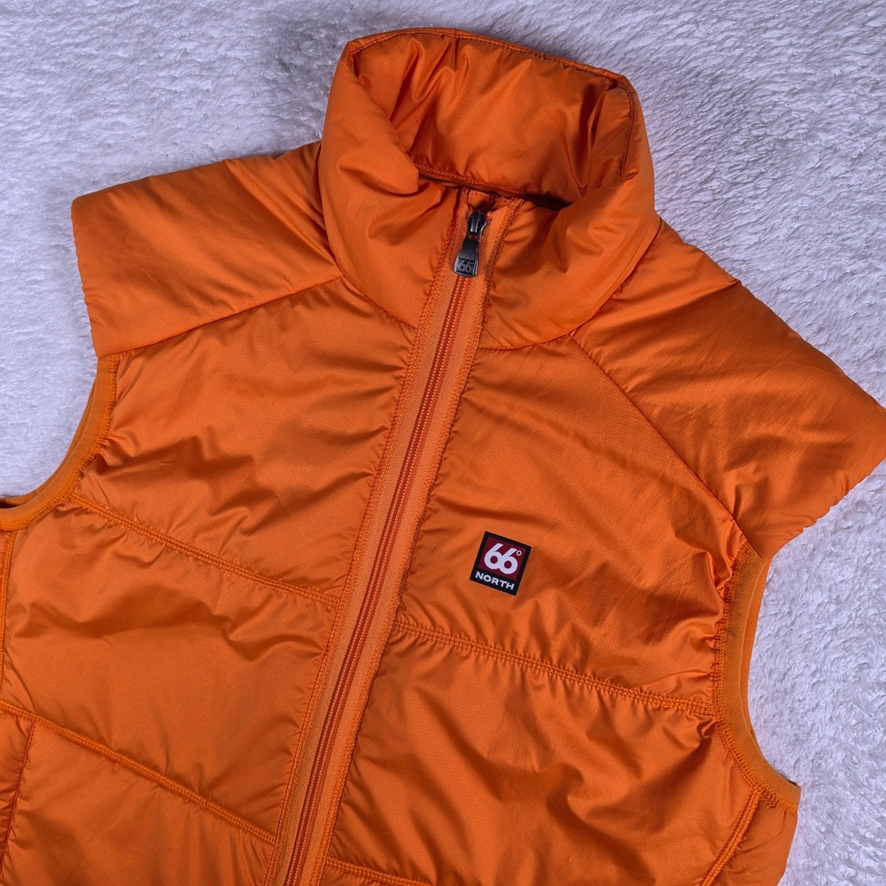 66 North Vatnajokull Powerfill Vest Mens M Orange Polartec Puffer Ripstop